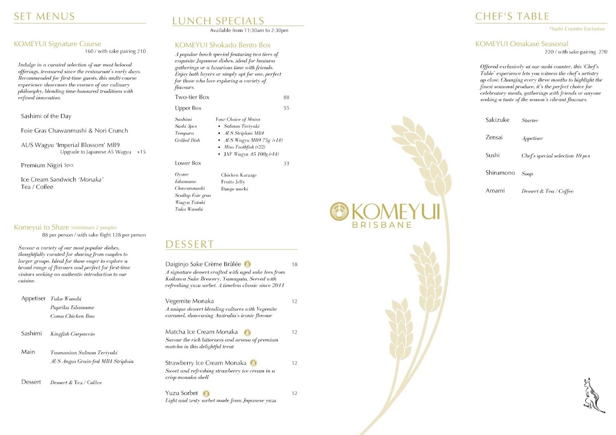 Menu Komeyui Japanese Restaurant - Brisbane-1
